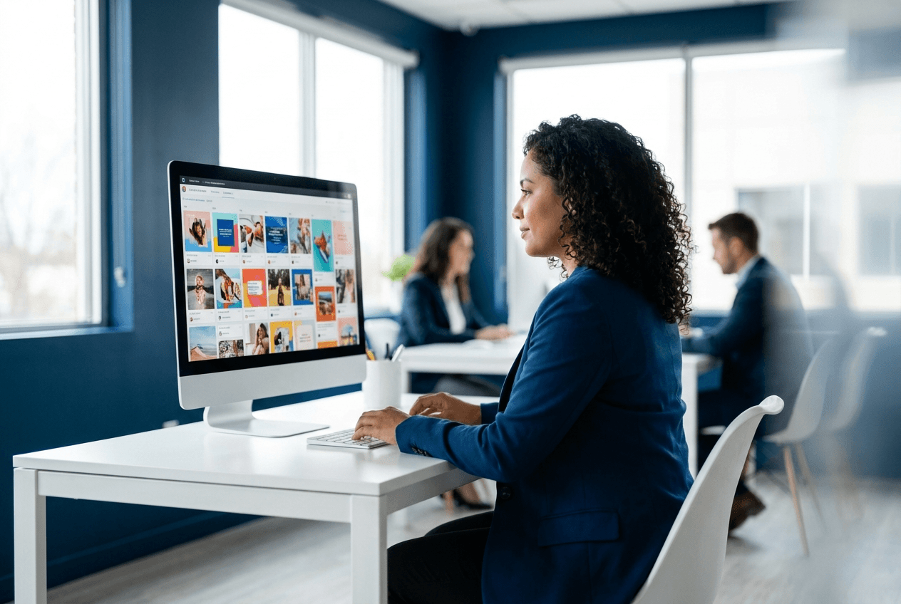 Estratega de redes planeando un calendario de contenido