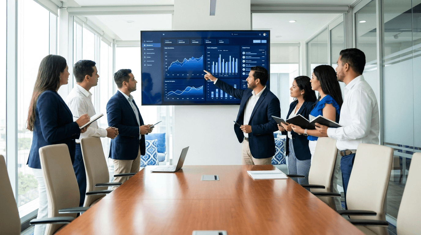 Marketers revisando un embudo de retargeting en pantalla